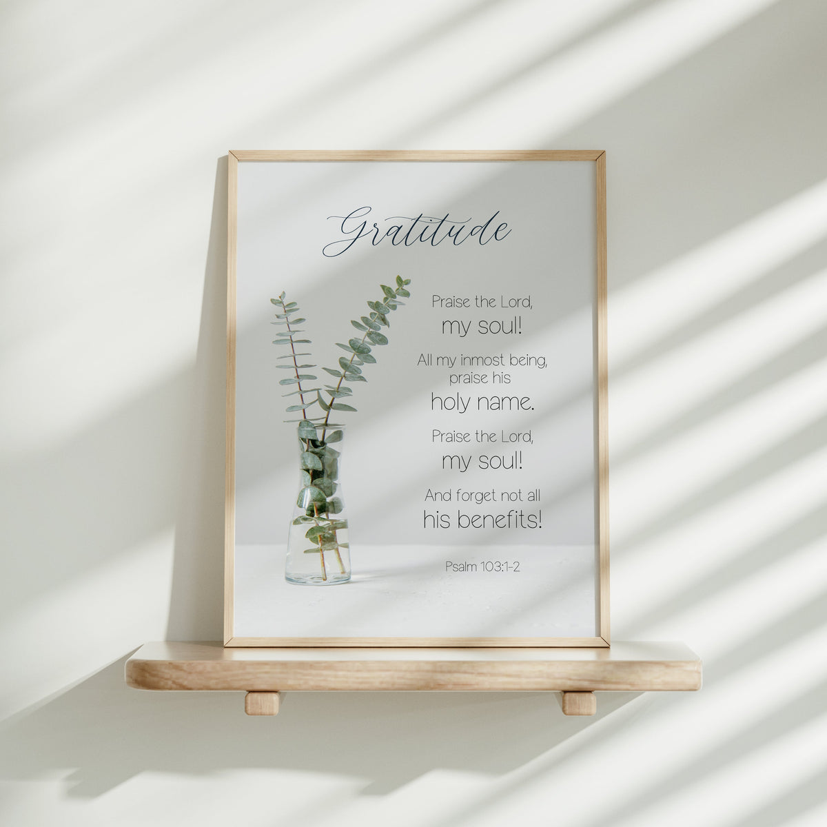 Gratitude EN - Psalm 103:1-2 - Christian Wall Art