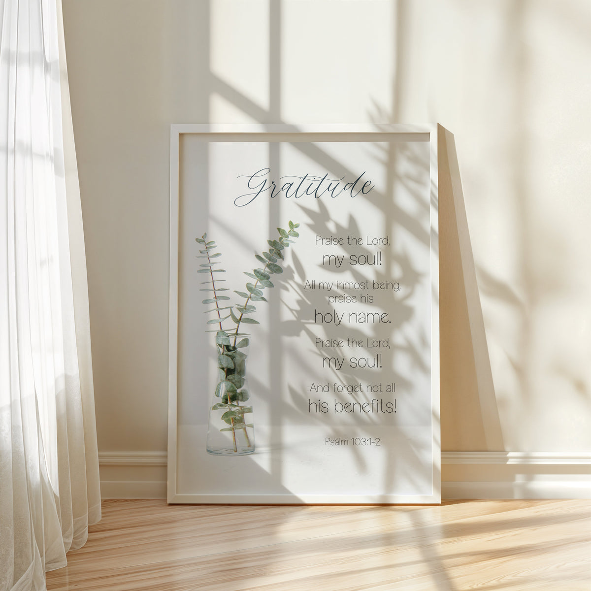 Gratitude EN - Psalm 103:1-2 - Christian Wall Art