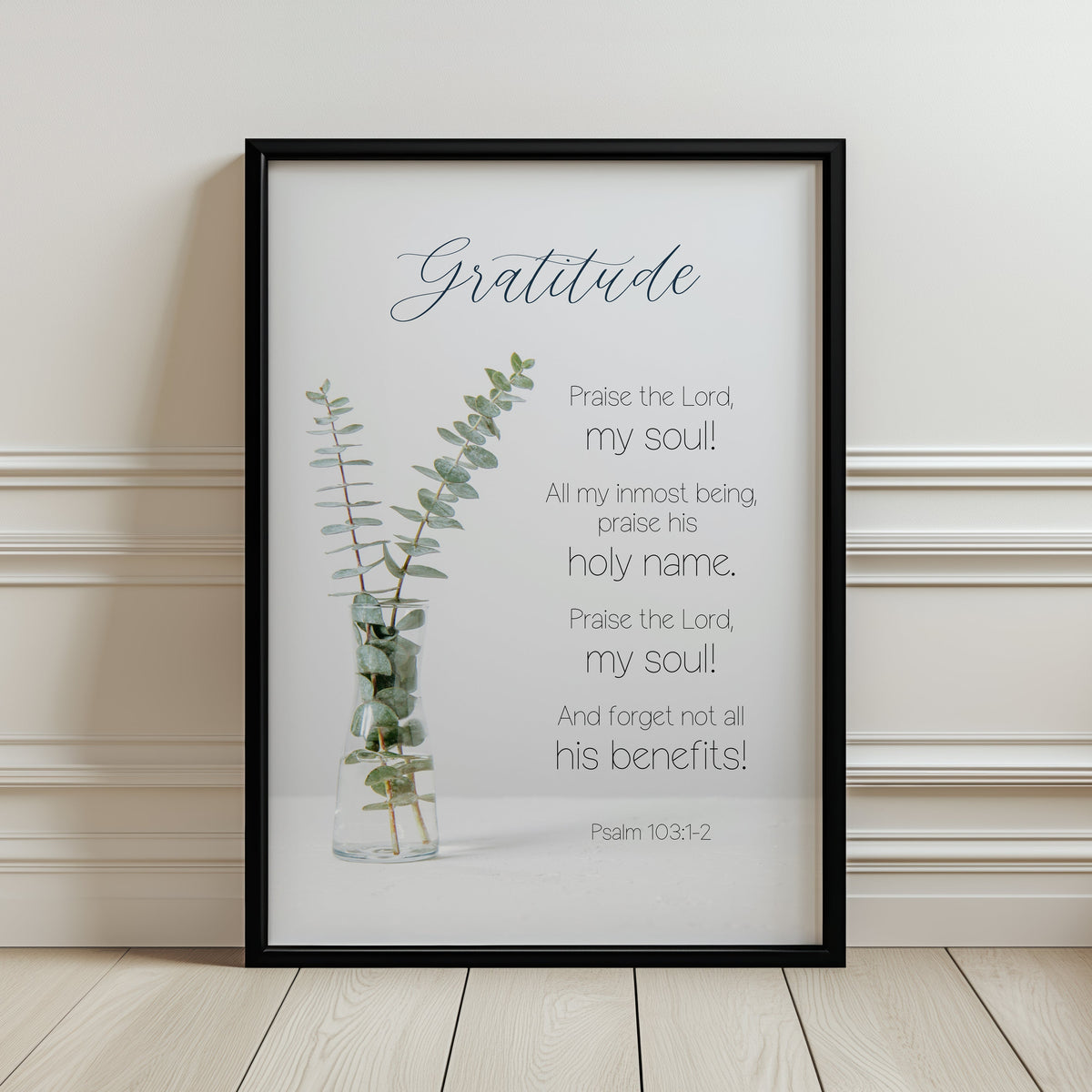 Gratitude EN - Psalm 103:1-2 - Christian Wall Art