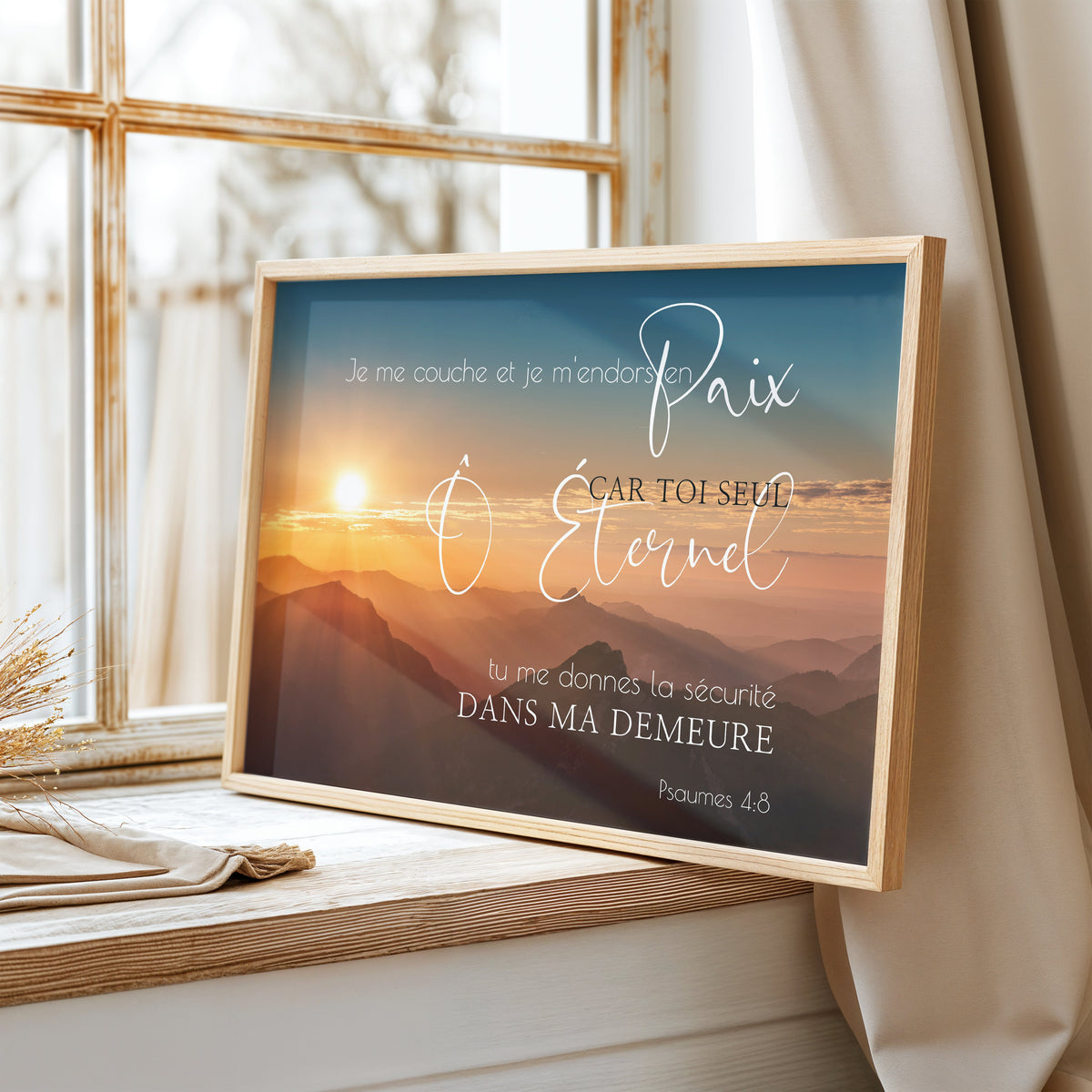 Je me couche et m’endors en paix - Psaume 4:8 - Christian Wall Art