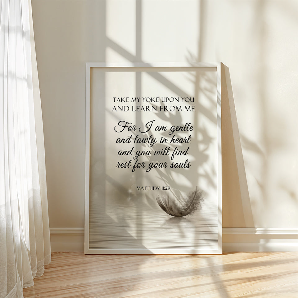 Take my yoke - Matthiew 11:29 - Christian Wall Art