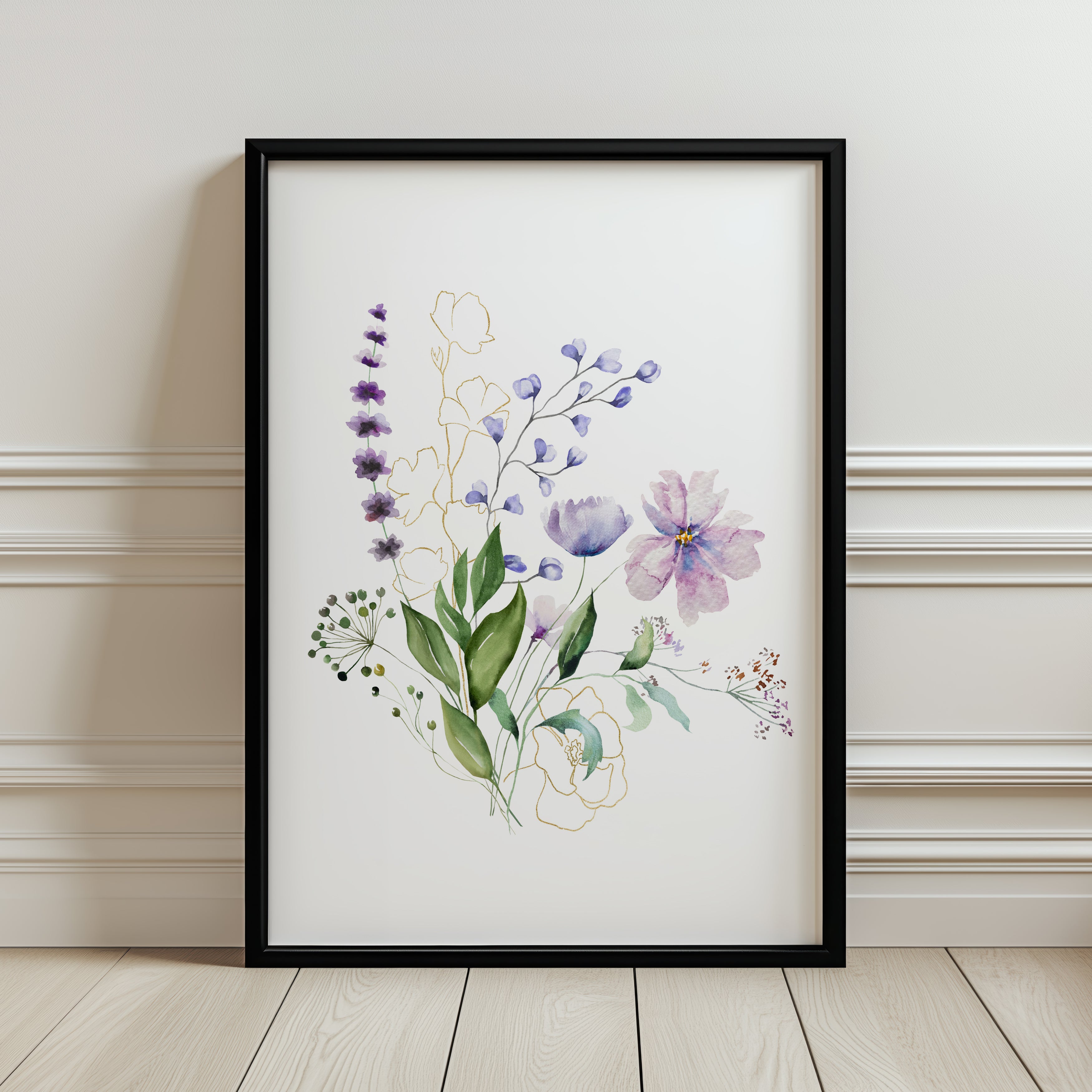 Lilac watercolor flowers